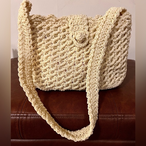 1970’s Vintage Cream Macrame Crochet Boho Purse Excellent Condition💫💫💫 - Picture 1 of 6